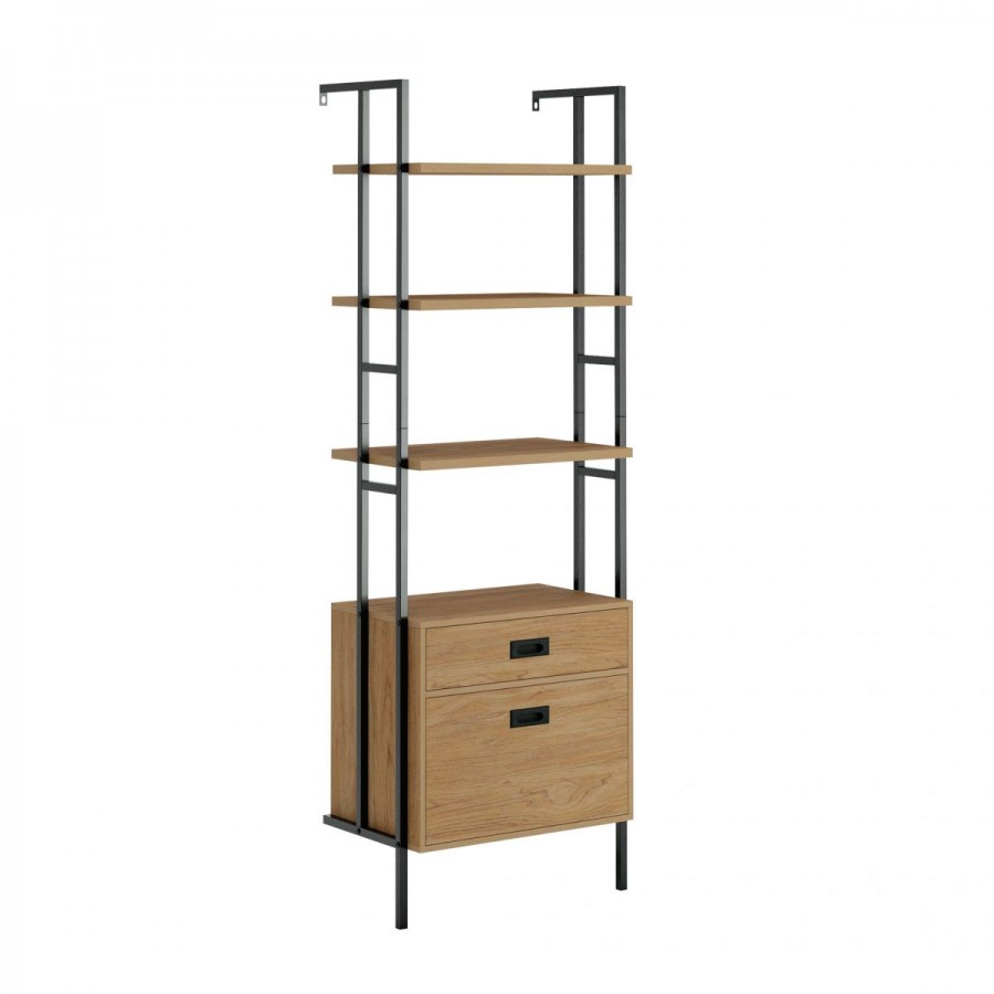 Hythe Wall Mounted 4 Shelf Bookcase With Drawers